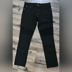 Men's Black Skinny Moto-Detail Jeans